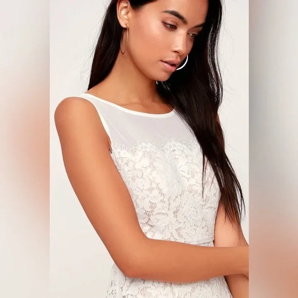 Lulus Me And You White Bodycon Lace Dress NWT Bridal Small - Picture 4 of 14